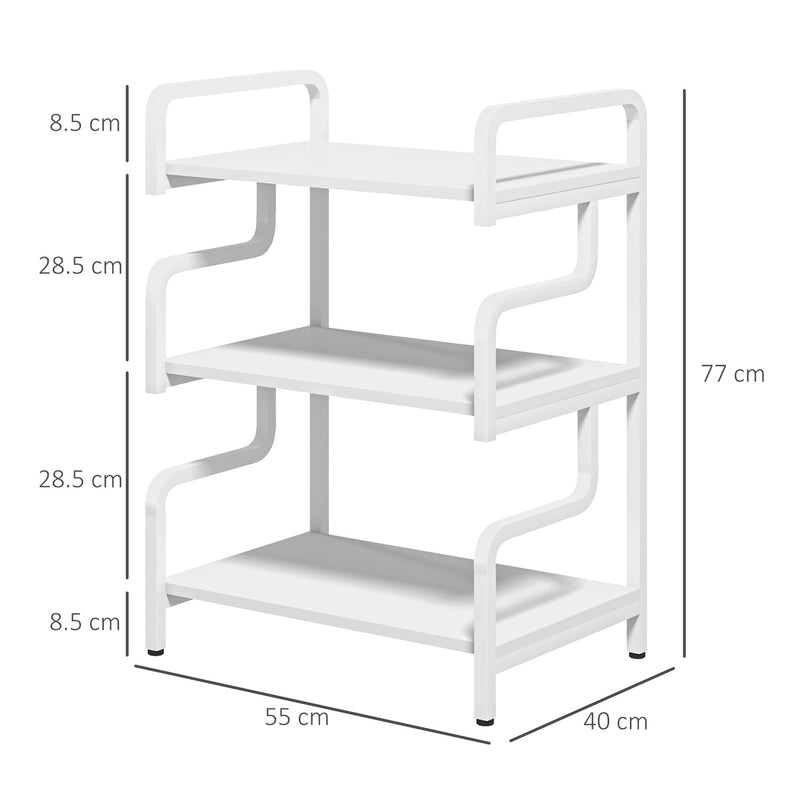 HOMCOM 3-Tier Storage Shelf, Metal Shelves for Storage for Home Office, White