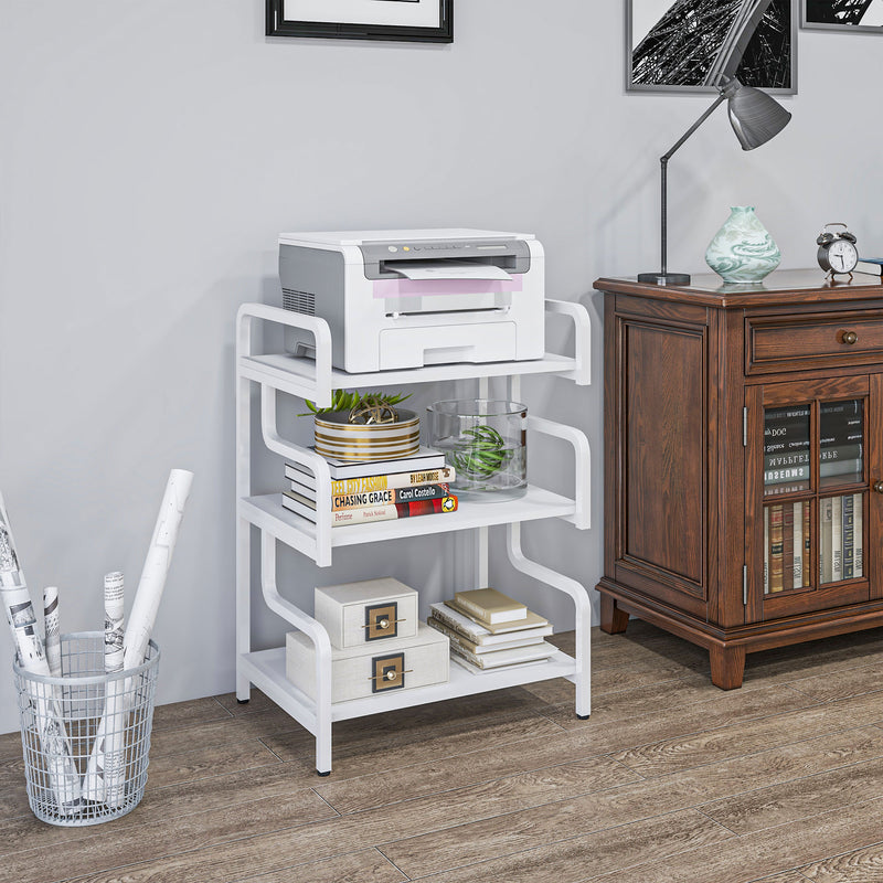 HOMCOM 3-Tier Storage Shelf, Metal Shelves for Storage for Home Office, White