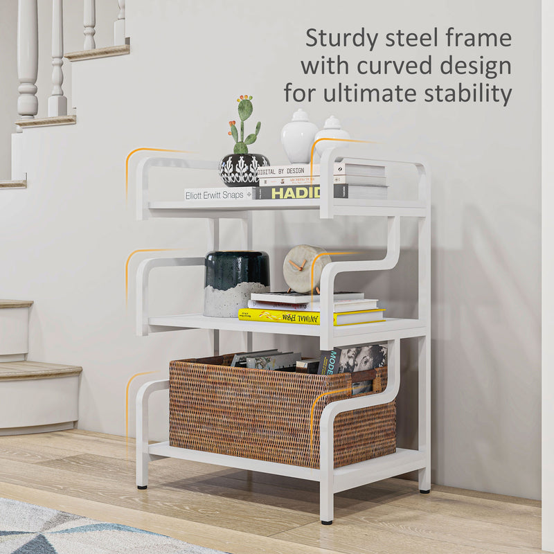 HOMCOM 3-Tier Storage Shelf, Metal Shelves for Storage for Home Office, White