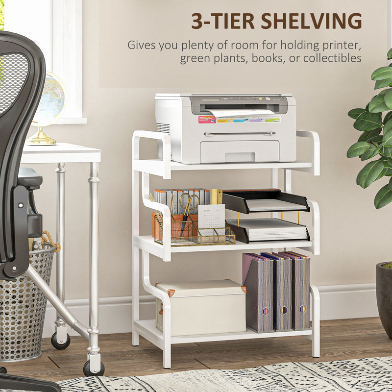 HOMCOM 3-Tier Storage Shelf, Metal Shelves for Storage for Home Office, White