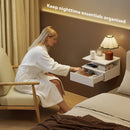 HOMCOM Modern Nightstand Set of 2, Wall Mounted Bedside Cabinet, White