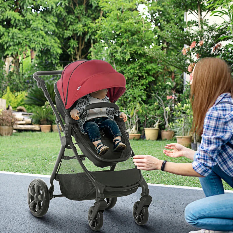 HOMCOM Baby Stroller - Pushchair - Pram - Red
