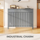 HOMCOM Radiator Cover With Drawer And Vertical Slats Grey