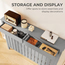 HOMCOM Radiator Cover With Drawer And Vertical Slats Grey