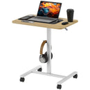 HOMCOM Natural Standing Desk Mobile Overbed Table W/ Wheels For Home Office