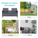 Outsunny Rattan Garden Bench w/ Centre Table 2-Seater -  Grey