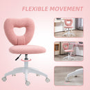HOMCOM Armless Heart Desk Chair, Makeup Vanity Chair for Home