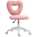 HOMCOM Armless Heart Desk Chair, Makeup Vanity Chair for Home