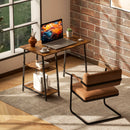 HOMCOM Computer Table Wor Desk with Shelves & Steel Frame, Rustic Brown