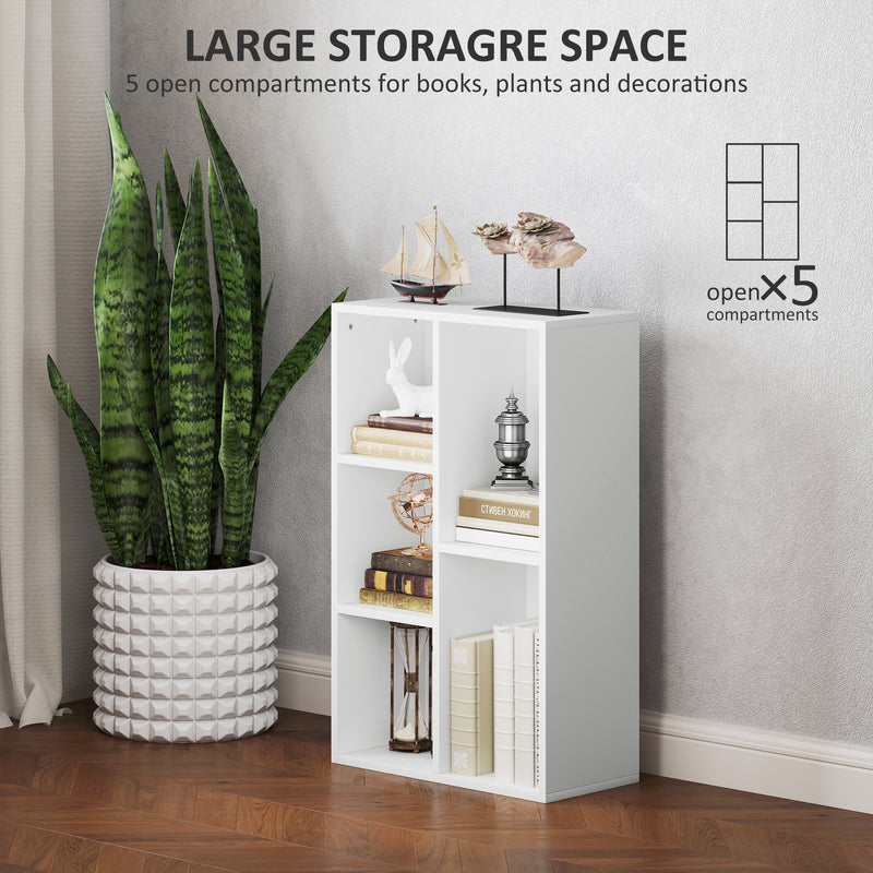 HOMCOM 2-Tier Bookshelf with 5 Open Storage Compartments
