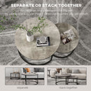 HOMCOM 2 Pcs Stacking Coffee Table Set Steel Frame Cement-Effect Top Foot Pads