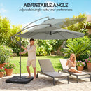 Outsunny 3(m) Banana Parasol Cantilever Umbrella Garden W/ Base Weights