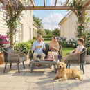 Outsunny 4 Piece Rattan Garden Furniture Set w/ Thick Cushions, Grey