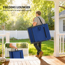 Outsunny Folding Sun Loungers With 5-Level Back, Cup Holder, Dark Blue