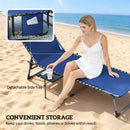 Outsunny Folding Sun Loungers With 5-Level Back, Cup Holder, Dark Blue