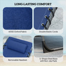 Outsunny Folding Sun Loungers With 5-Level Back, Cup Holder, Dark Blue