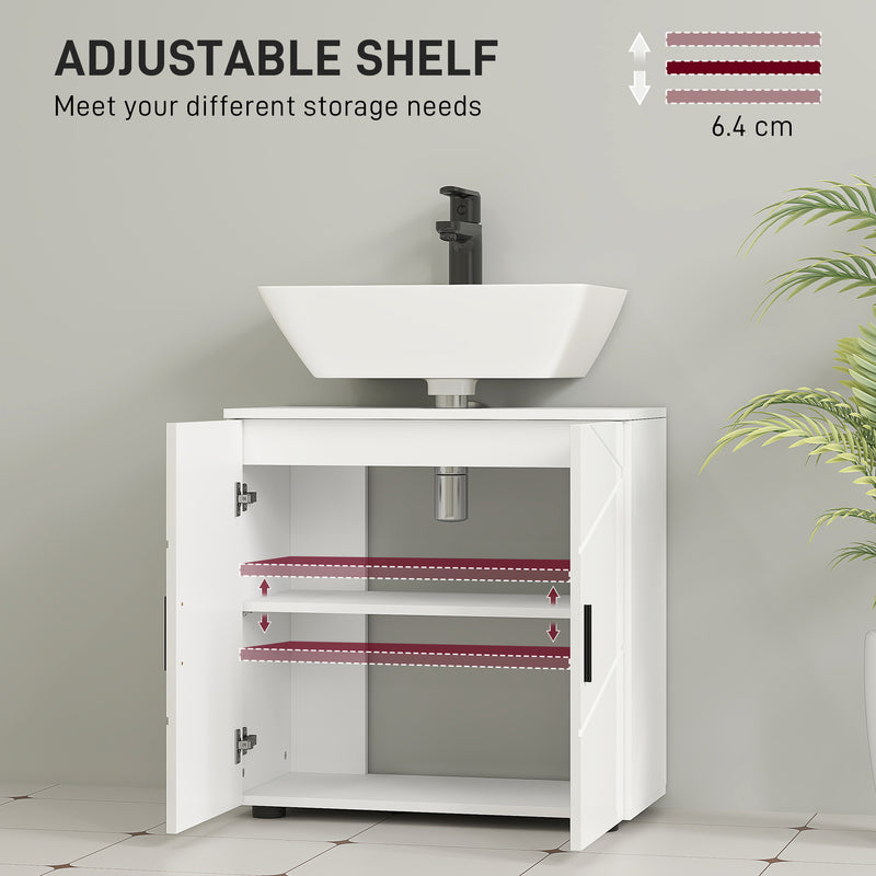 kleankin Bathroom Vanity Unit, Under Sink Cabinet with Shelf, White