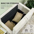 HOMCOM Compact Loveseat Sofa 2 Seater Sofa with Storage and Wood Legs Cream