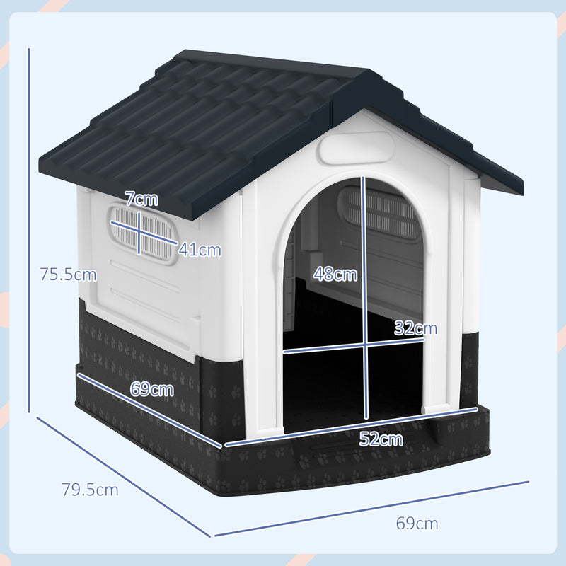 PawHut Dog Kennel for Outside, for XS and S Dogs, 80 x 69 x 76cm, Grey