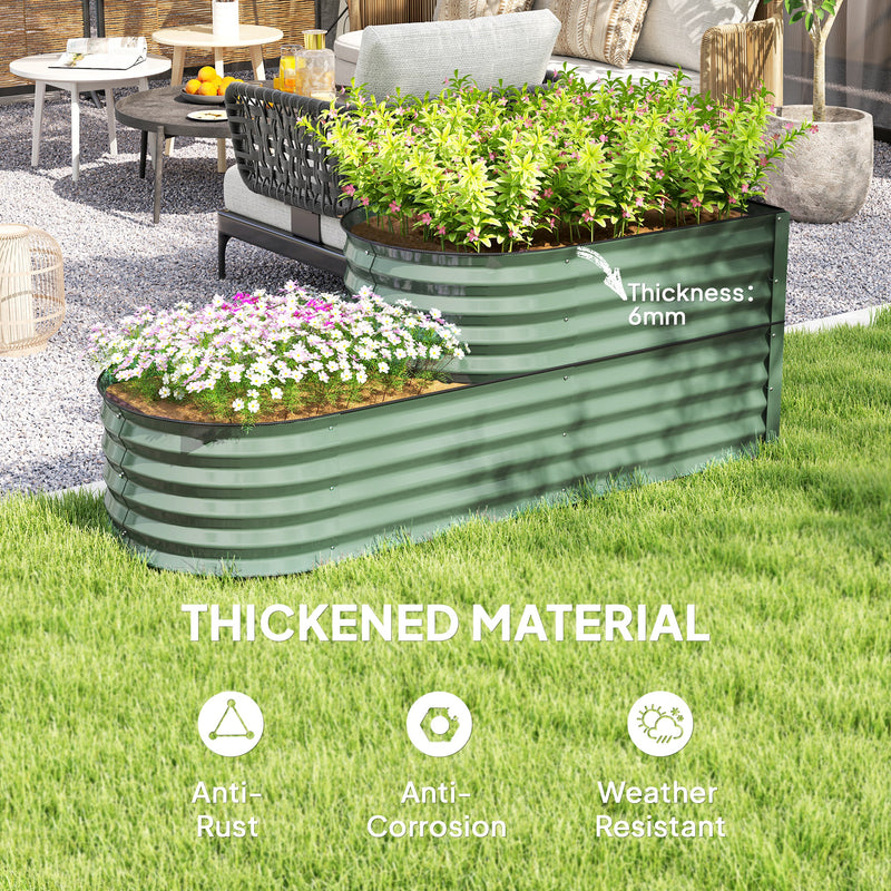 Outsunny 2-Tier Galvanised Raised Garden Bed with Safety Edging