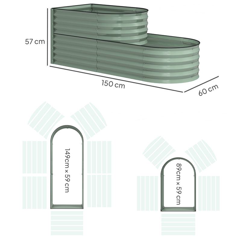 Outsunny 2-Tier Galvanised Raised Garden Bed with Safety Edging