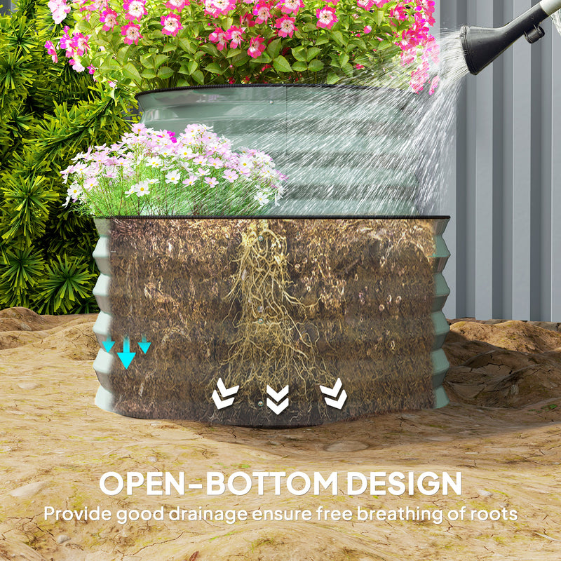 Outsunny 2-Tier Galvanised Raised Garden Bed with Safety Edging
