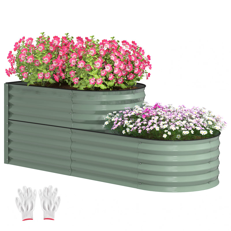 Outsunny 2-Tier Galvanised Raised Garden Bed with Safety Edging