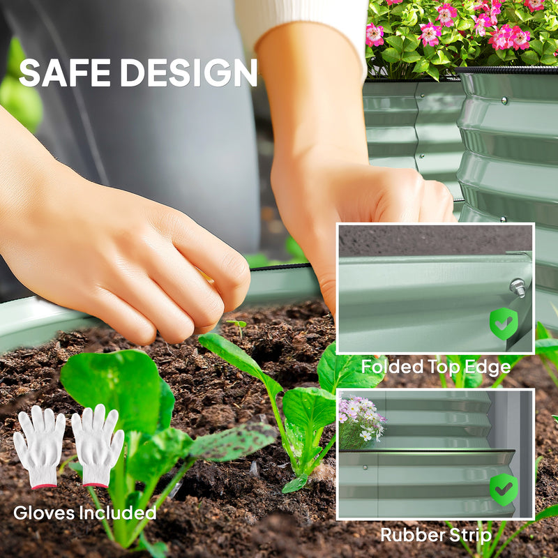 Outsunny 2-Tier Galvanised Raised Garden Bed with Safety Edging