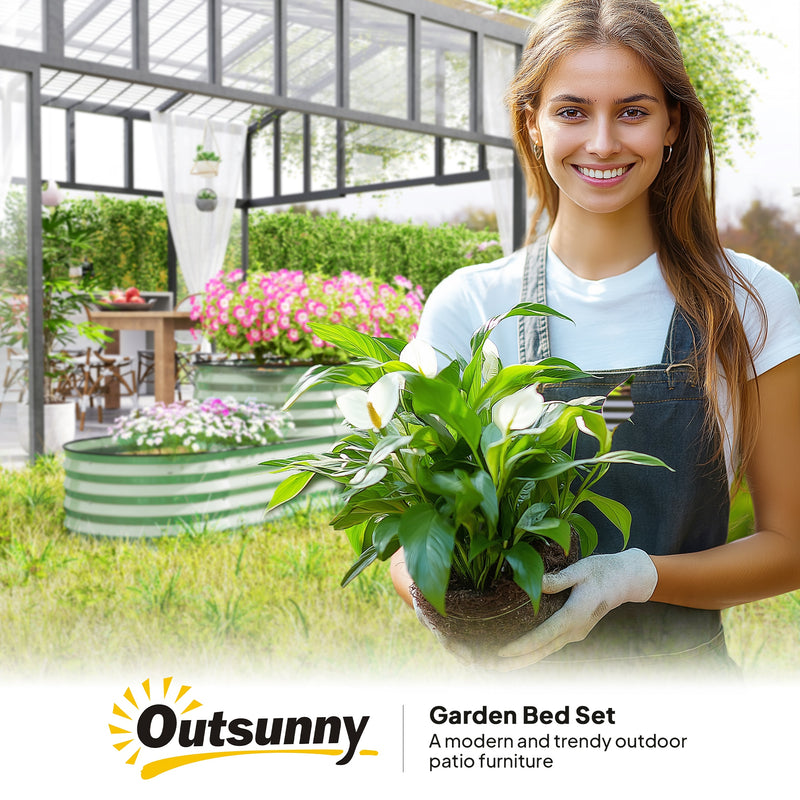 Outsunny 2-Tier Galvanised Raised Garden Bed with Safety Edging