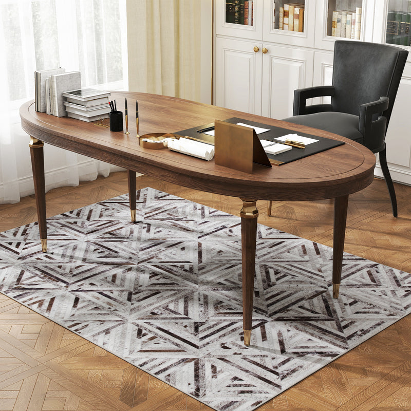 HOMCOM Non-Slip Washable Rug, Chenille Floor Carpet for Living Room,