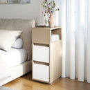 HOMCOM Slim Bedside Table, Bedside Cabinet with Open Shelf and 2 Drawers