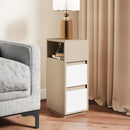 HOMCOM Slim Bedside Table, Bedside Cabinet with Open Shelf and 2 Drawers