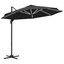 Outsunny 3(m) Solar LED Cantilever Parasol Adjustable Garden Umbrella - Khaki/Grey