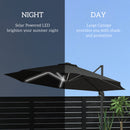 Outsunny 3(m) Solar LED Cantilever Parasol Adjustable Garden Umbrella - Khaki/Grey