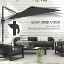 Outsunny 3(m) Solar LED Cantilever Parasol Adjustable Garden Umbrella - Khaki/Grey