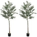 HOMCOM 2 Pack Indoor Artificial Plants, Faux Potted Silk Olive Trees, 180cm
