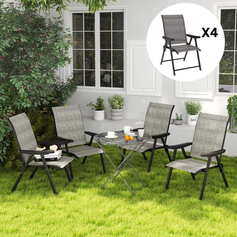 Outsunny 4PCS Folding Chair W/ Breathable Mesh Fabric Seat