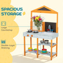 AIYAPLAY Wooden Mud Kitchen For Kids With Removable Sink, Cookware, Shelves
