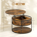 HOMCOM Lift Top Coffee Table, Round Coffee Table With Hidden Storage