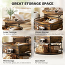 HOMCOM Lift Top Coffee Table, Round Coffee Table With Hidden Storage