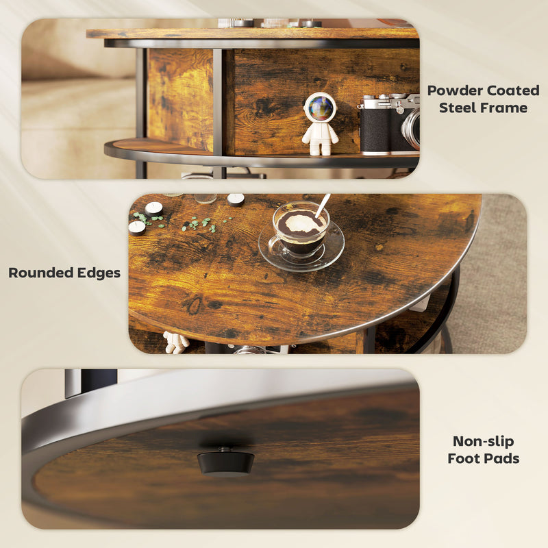 HOMCOM Lift Top Coffee Table, Round Coffee Table With Hidden Storage