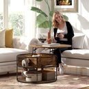 HOMCOM Lift Top Coffee Table, Round Coffee Table With Hidden Storage