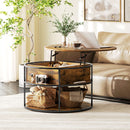 HOMCOM Lift Top Coffee Table, Round Coffee Table With Hidden Storage