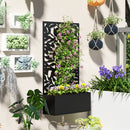 Outsunny Metal Garden Bed with Trellis, Raised Planter with Privacy Panel