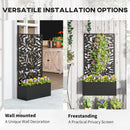 Outsunny Metal Garden Bed with Trellis, Raised Planter with Privacy Panel