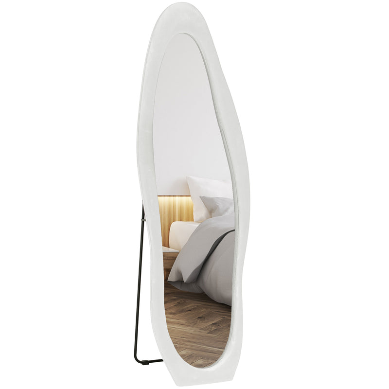 HOMCOM Irregular Full Length Mirror with Velvet Frame