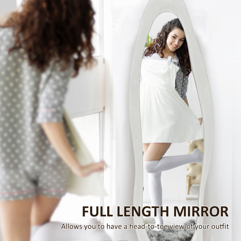 HOMCOM Irregular Full Length Mirror with Velvet Frame