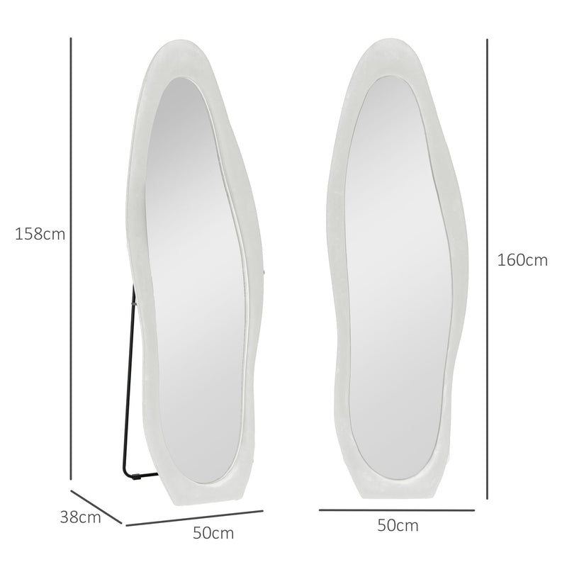 HOMCOM Irregular Full Length Mirror with Velvet Frame