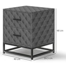 HOMCOM Bedside Table Set of 2, Nightstand with 2 Drawers, Steel Legs