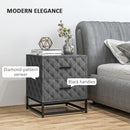 HOMCOM Bedside Table Set of 2, Nightstand with 2 Drawers, Steel Legs